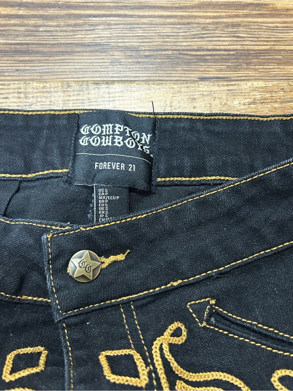 Compton Cowboys x Forever21 Black Western Mini Skirt W/Gold Embroidered Detail - Picture 3 of 5
